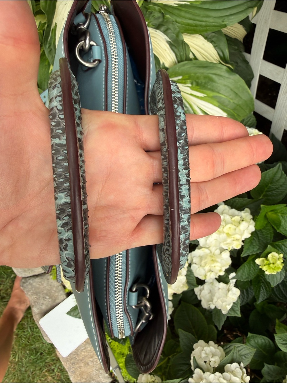Coach Dakotah Crossbody Satchel Blue Snake 1941 Glovetanned Leather - Picture 9 of 16